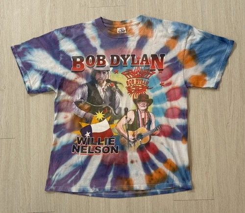 Y2K Bob Dylan & Willie Nelson ‘Minor League Baseball Vintage vintage concert t-shirt, vintage, size L, single stitch, B+ condition