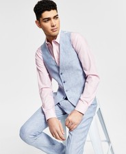 Bar Iii Mens Slim fit Button-Up Suit Vest - Blue - XL