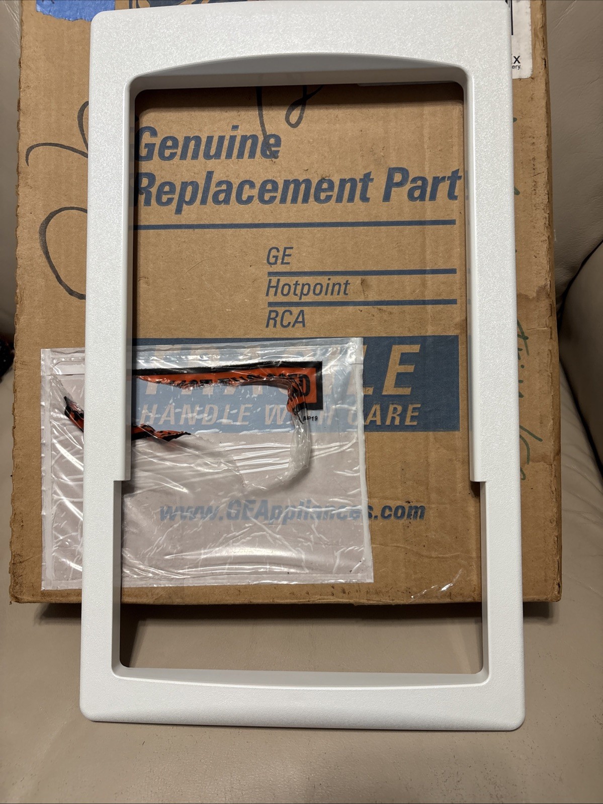 DISCONTINUED OEM GE WR38X10204 Trim Recess Display White Refrigerator Part RARE