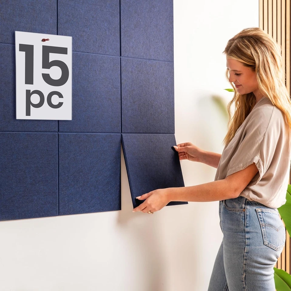 Transform Your Space with 15 Large Dark Blue Felt Wall Tiles - Perfect Pinboard - Image 4 of 4