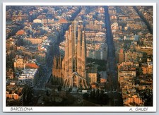 Postcard Barcelona Temple Sagrada Familia Architecture Spain Aerial View Gaudi