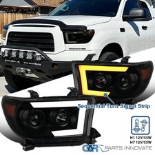 Fit 07-13 Toyota Tundra Sequoia Projector Headlights Sequential Led Signal Smoke Fit 07-13 Toyota Tundra Sequoia Projector Headlights Sequential Led Signal Smoke