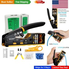 Complete RJ45 Crimping Kit - Includes Cable Tester, Connectors Ergonomic Tool