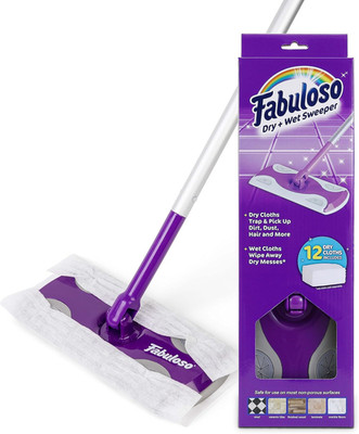 Dry and Wet Sweeper, 2-In-1 Floor Dust Mop for Dry Sweeping and Light Wet Moppin