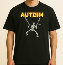 Autism Skeleton Guns Meme T-Shirt Size S-4XL