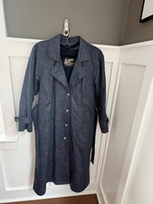 London Fog Trench Coat Women's 8 Reg. Vintage Dark Floral Raincoat 90's Classic