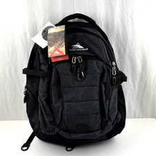 High Sierra Backpack Padded Black Book Laptop Work School Hiking Camping Bag NWT