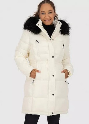Coat hooded quilted tie waist puffer coat by Alife & Kickin size M New RRP £140