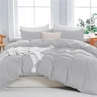 Silver Duvet Cover with Pillow Shams Soft Reversible Comforter Covers Queen King