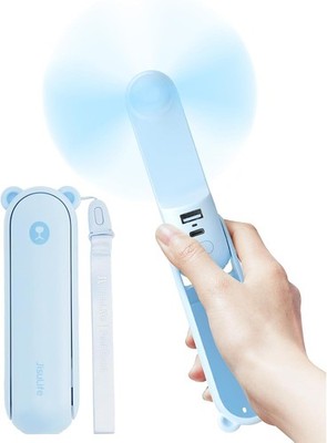 Handventilator Mini 3-in-1 4500mAh USB Akku Tragbar Blau mit Taschenlampe
