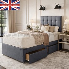 Plush Velvet Windsor Divan Bed Frame with Drawer Storage Small Single and Single