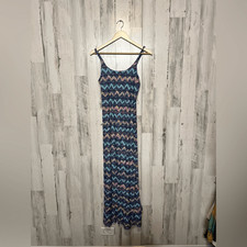 Love Brand Navy Blue Zig-Zag Chevron Print Maxi Dress Women’s Large