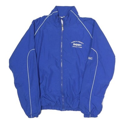 Asics Herren Blau Baumwolle Zip Jacke S Uni Sport Freizeit Leicht Training