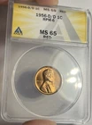 1956-D/D LINCOLN WHEAT CENT GRADED ANACS MS65RD RPM-6