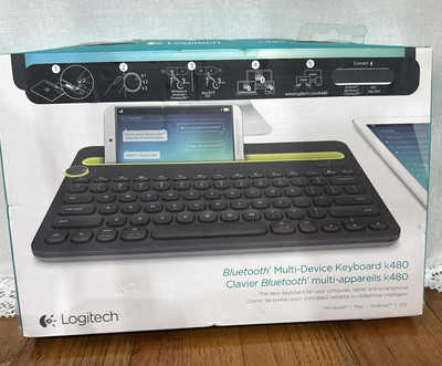Logitech K480  Multi Device Tablet Phone Bluetooth Wireless Keyboard Cell Holder