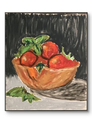 Vibrant Pop Art Inspired Rustic Tomatoes Food Original11x15 Oil Pastel on Paper