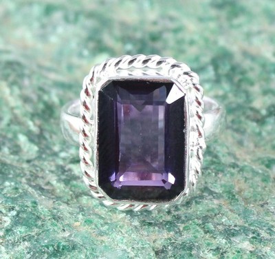 Natural Boysenberry Sapphire 17,90 Ct 13 mm Smaragdschliff Ring AGI Zertifiziert