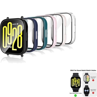 Schutzhülle Xiaomi Redmi Watch 5 Active, 6 Farben, gehärtetes Glas, PC