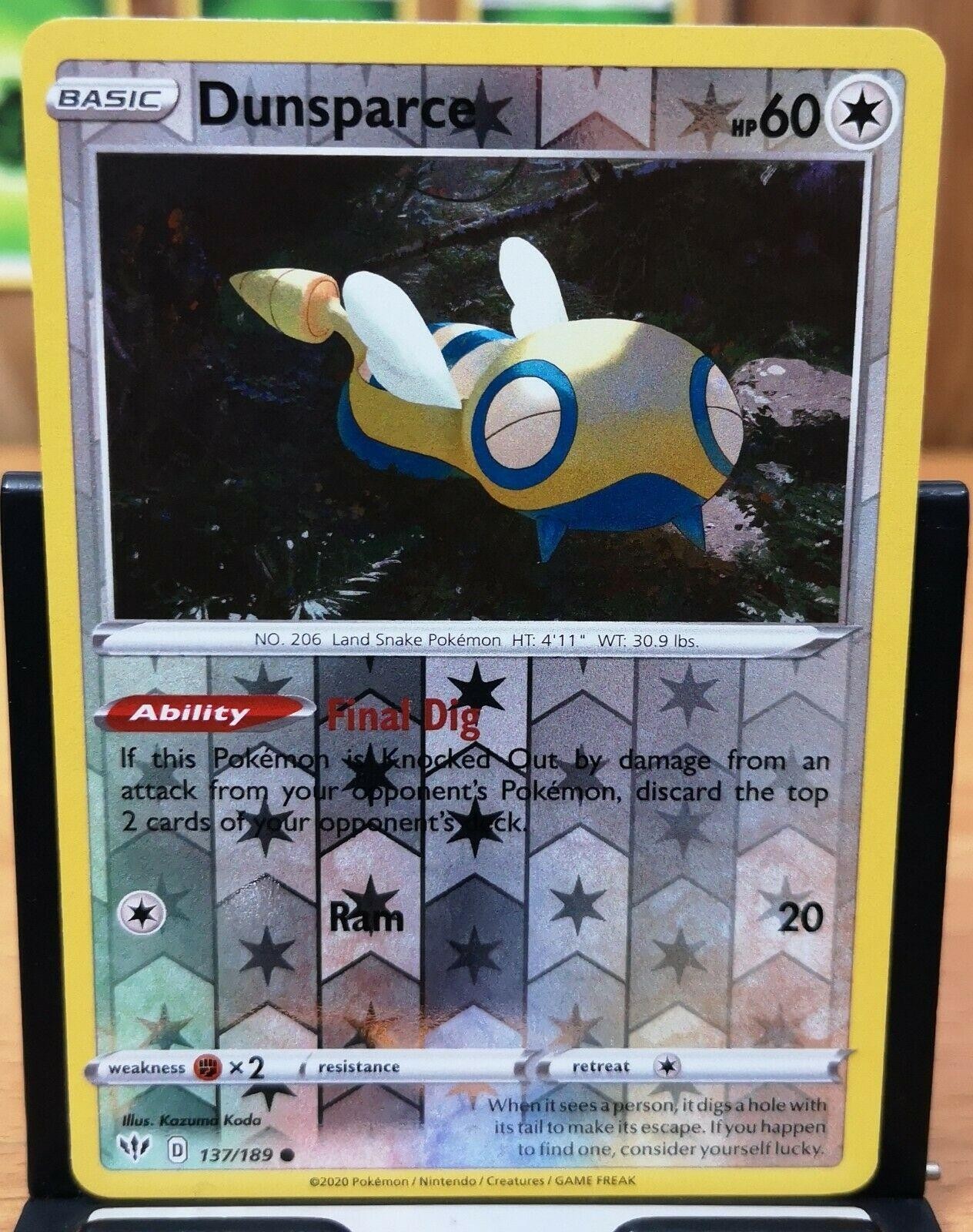 Dunsparce Reverse Holofoil - SWSH03: Darkness Ablaze- 137/189 NM
