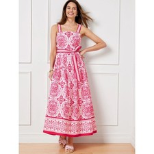 Talbots Tie Waist Maxi Dress - Elegant Medallion size 4