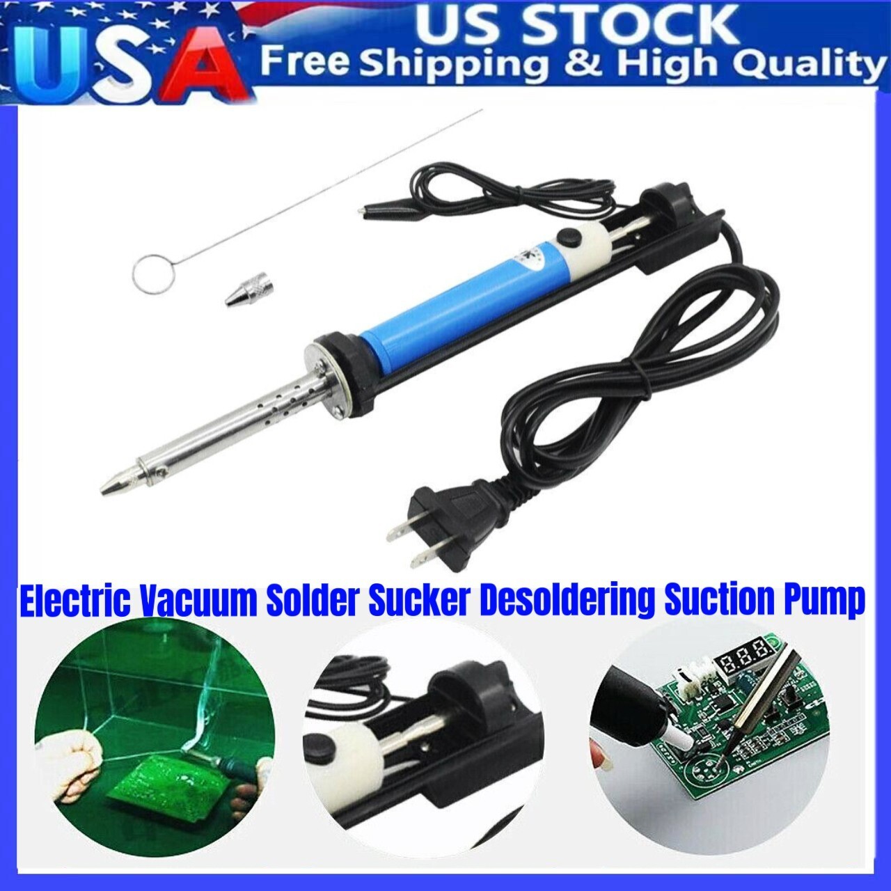 Electric Vacuum Solder Sucker Desoldering Suction Pump Iron Gun Drill Rod Tool
