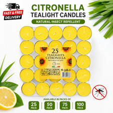Price's Citronella Tealight Candles Garden Home Mosquito Fly Insect Repeller UK