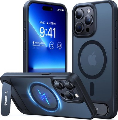 TORRAS Ostand BLACK TRANSLUCENT iPhone 15 Pro Max 6.7 Magnetic Case for iPhone