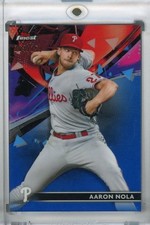 2021 Topps Finest Philadelphia Phillies Aaron Nola Base Blue Refractor 104/150