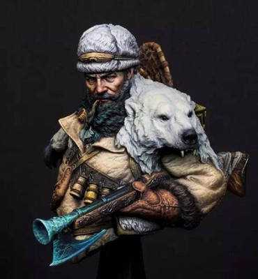 1/10 BUST Resin Model Kit Warrior Barbarian in the Bear Skin Unpainted