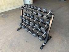 Rubber Hex Dumbbell Set 5-50 lb w/ Rack Home Gym Weight, 550 lbs, Free Shipping