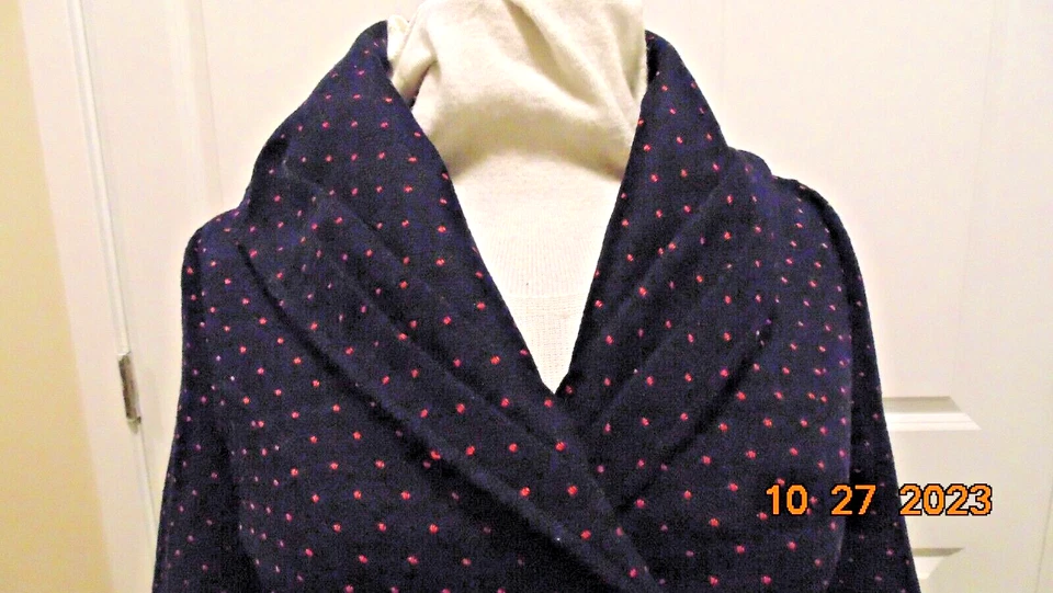Tulle Anthropologie Jacket Navy Blue w/Pink Dots Shawl Collar Wide Cuff Women M - Image 2 of 4