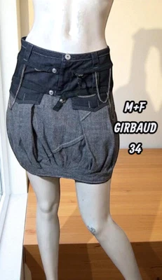 Marithé François Girbaud Taille 34 Superbe jupe boule gris bleu femme - Photo 1/4