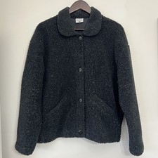 Vintage Columbia Black Sherpa Fleece Jacket Women’s Large Speckled 90s USA Made