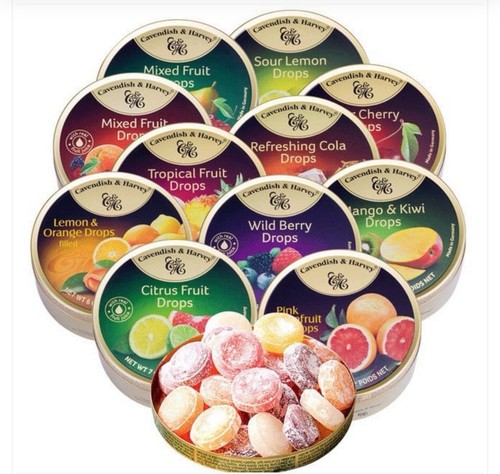 4 PK - Cavendish & Harvey | Variety Flavor Hard Candy Drops | 7 oz Tin