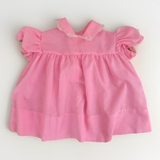 Vintage Baby Girl Pink Yoke Ruffle Pink Retro 80  s Nostalgic Smock Dress 12-18M