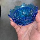 Vintage Fenton Colonial Blue Hobnail Glass Fairy Lamp Light Bottom Base Only