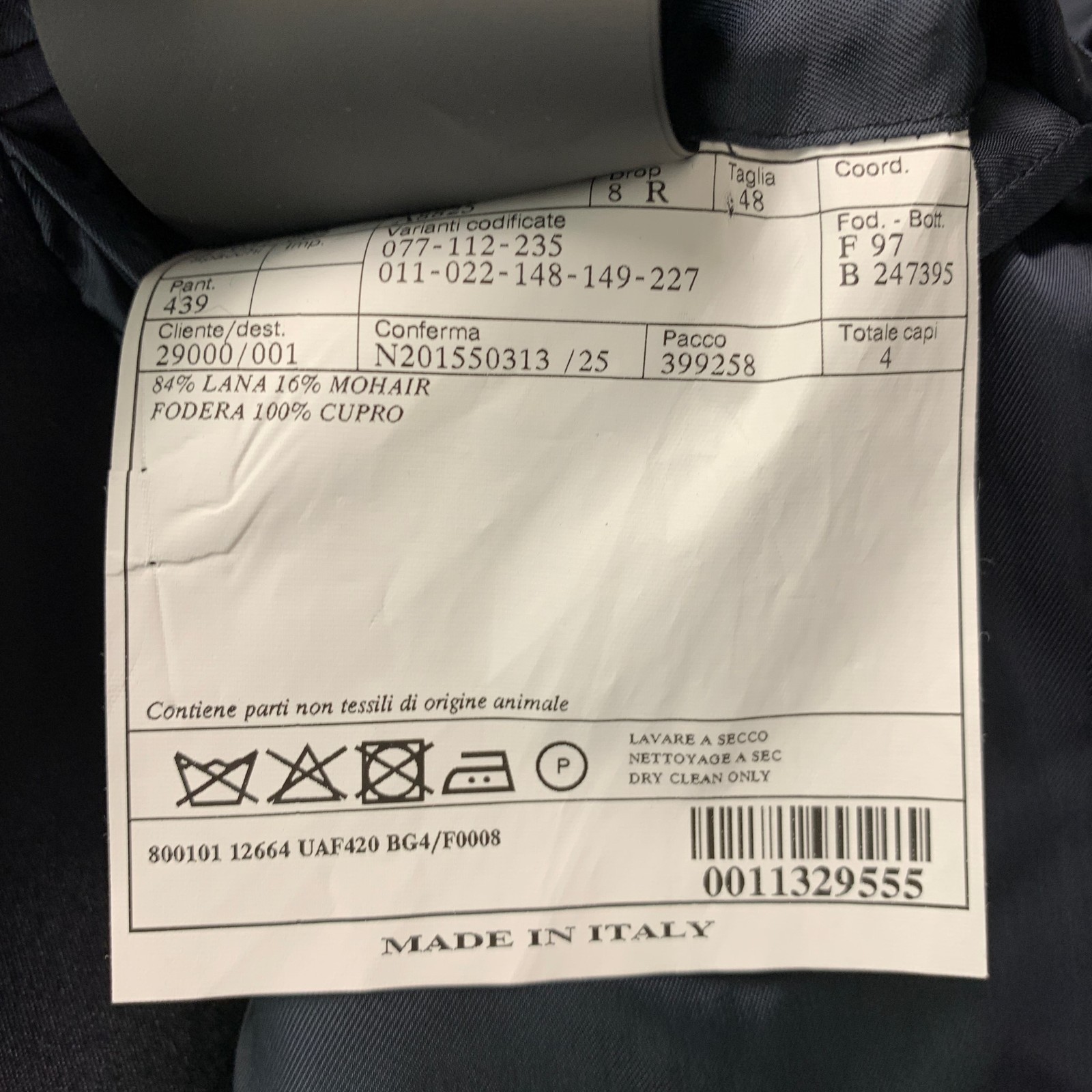 PRADA Size 38 Regular Navy Solid Wool Mohair Notc… - image 6