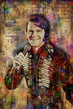 Glen Campbell Poster, Glen Campbell 1936-2017 Gift, Glen Campbell Free Shipping