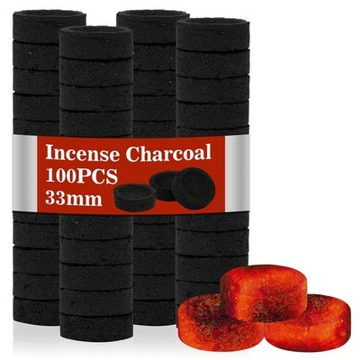 MAQIHAN 100PCS Incense Charcoal Briquettes - Tablets 33MM, Black 