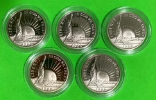 1986-S Liberty Proof Half Dollars US Commemorative Coins w/Capsule B/U Lot of 5!