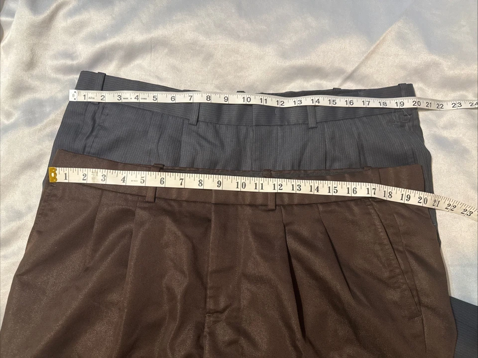 Lot Of 2 Mens Dress Pants Size 40x30 Gray Brown Shine - Image 2 of 4