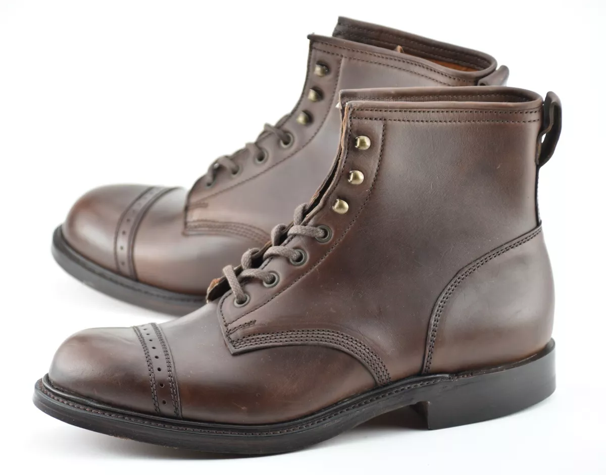 NEW | RRL 10D BOWERY BOOTS BROWN LEATHER CAP TOE DOUBLE RL ENGLAND
