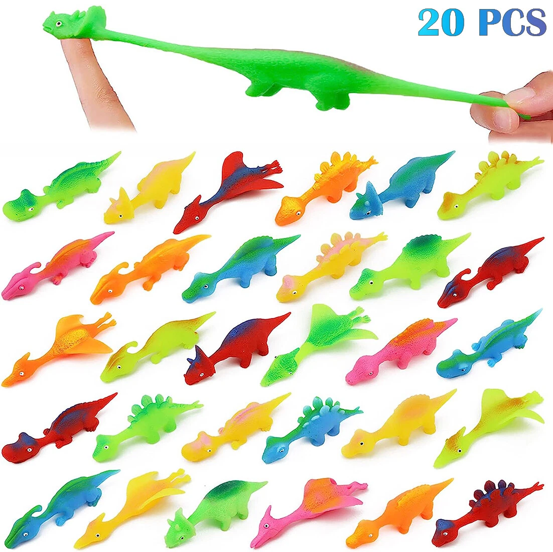 20Pcs Finger Slingshot Dinosaur Toy Stretchable Funny Catapult