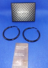 Huge Lot 75 Prosteel Black Stainless Steel Minimalist Fashion Hoop Earrings