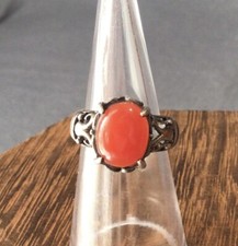 ATI TH Womens Bali STYLE faux coral STERLING SILVER RING size 5 1/4 solitaire