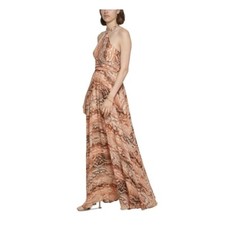 Calvin Klein  Chiffon Halter Maxi Dress, Snake Print, Size 2, $259