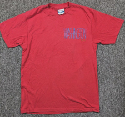 Vintage Shirt Men L Red WASHINGTON DC Spellout Single Stitch Destination Tee