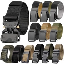 Tactical Nylon Belt Automatic Buckle with Slide Ratchet 1.3" Belts Waist for Men