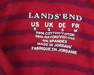 Lands' End Women's Red Mock Neck Striped T-Shirt M - Picture 4 of 12
