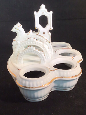 Antique Victorian 1883 Porcelain Toast & Egg Breakfast Server Tray Dish